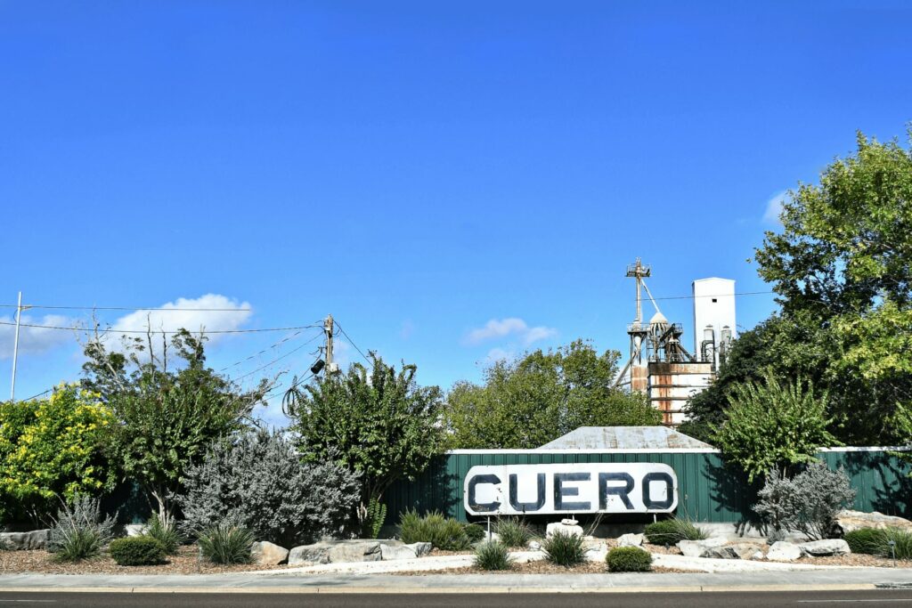 Historic sign in Cuero, Texas