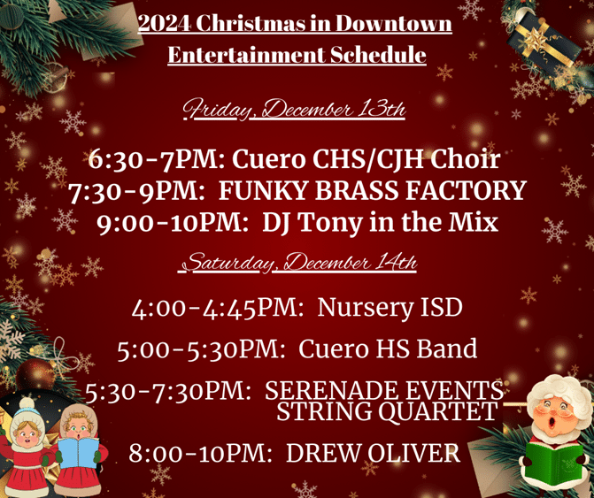 Christmas in Downtown Entertainment Schedule