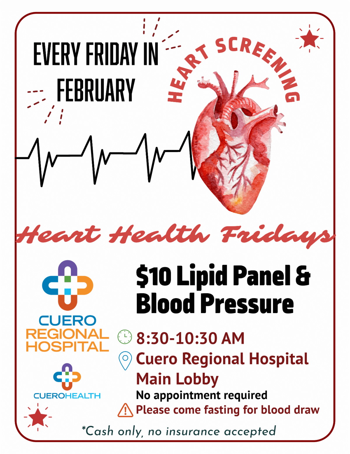 flyer for a heart screening event