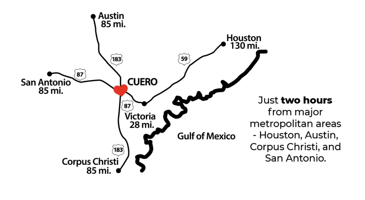 Map of Cuero's Strategic Location